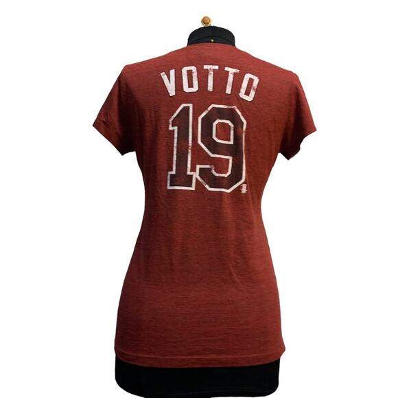 Cincinnati Reds Sports Gear Short Sleeve Shirt #19 Votto Size XL Burgandy Red - Picture 3 of 8